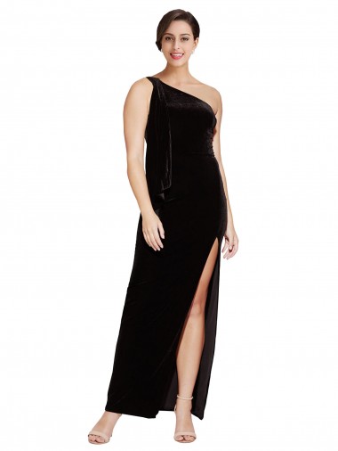 Long Sleeveless Stretch Velvet Black Sheath Prom Dress Canada Online