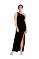 Long Sleeveless Stretch Velvet Black Sheath Prom Dress Canada Online