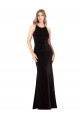 Long Sleeveless Stretch Velvet Black Spaghetti Straps Sheath Prom Dress Canada Online