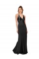 Long Sleeveless Silky Satin Black Sheath Black Tie Prom Dress Canada Online