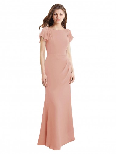 Long Sleeveless Soft Chiffon Bliss Pink Mermaid Prom Dress Canada Online
