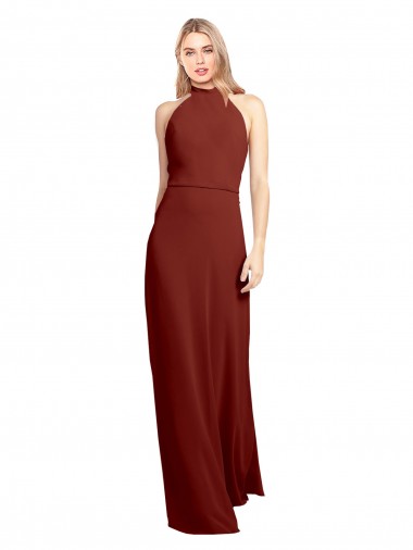 Long Sleeveless Soft Chiffon Burgundy A-Line Open Back Prom Dress Canada Online