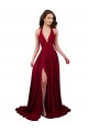 Long Sleeveless Spandex Burgundy A-Line Black Tie Prom Dress Canada Online