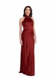 Long Sleeveless Stretch Satin Burgundy A-Line Black Tie Prom Dress Canada Online