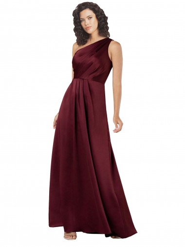 Long Sleeveless Silky Satin Burgundy A-Line Prom Dress Canada Online