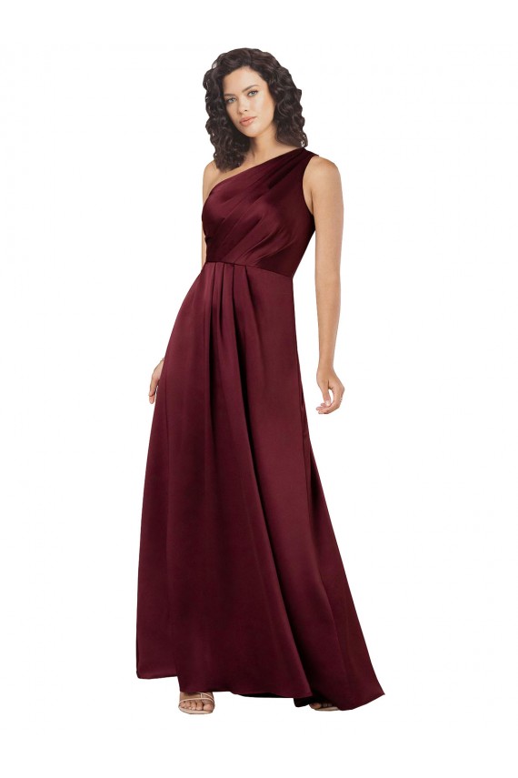 Long Sleeveless Silky Satin Burgundy A-Line Prom Dress Canada Online