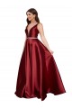 Long Sleeveless Satin Burgundy A-Line Plus Size Formal Prom Dress Canada Online
