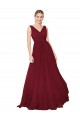 Long Sleeveless Soft Chiffon Burgundy V-Neck A-Line Prom Dresses Canada Online