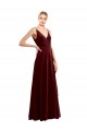 Long Sleeveless Stretch Velvet Burgundy A-Line Prom Dress Canada Online