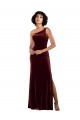 Long Sleeveless Stretch Velvet Burgundy Column Prom Dress Canada Online