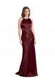 Long Sleeveless Stretch Satin Burgundy Gold A-Line Prom Dress Canada Online