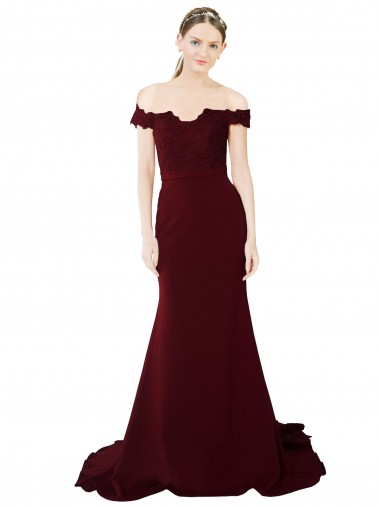 Sweep Train Sleeveless Stretch Crepe & Lace Burgundy Gold Mermaid Prom Dress Canada Online