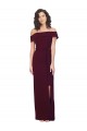 Long Sleeveless Stretch Crepe Burgundy Gold Sheath Low Back Prom Dress Canada Online