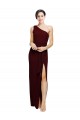 Long Sleeveless Stretch Crepe Burgundy Gold Sheath Black Tie Prom Dress Canada Online