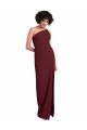 Long Sleeveless Stretch Crepe Burgundy Gold One Shoulder Sheath Prom Dress Canada Online