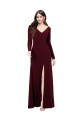 Long Long Sleeves Spandex Burgundy Gold Sheath Prom Dress Canada Online