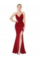 Long Sleeveless Stretch Crepe Burgundy High Neck Mermaid Prom Dress Canada Online