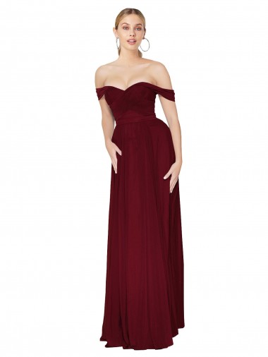 Long Sleeveless Soft Chiffon Burgundy Mermaid Prom Dress Canada Online