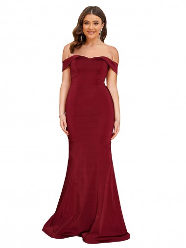 Long Sleeveless Spandex Burgundy Mermaid Plus Size Formal Prom Dress Canada Online