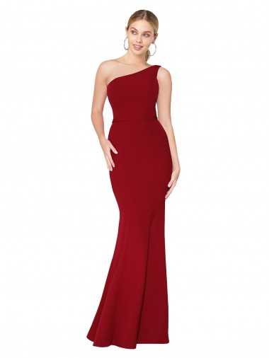 Long Sleeveless Stretch Crepe Burgundy Mermaid Prom Dress Canada Online