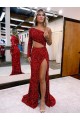 Sweep Train Long Sleeves Velvet Sequin Burgundy Mermaid Prom Dress Canada Online