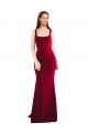 Long Sleeveless Stretch Crepe Burgundy Square Neck Mermaid Prom Dress Canada Online
