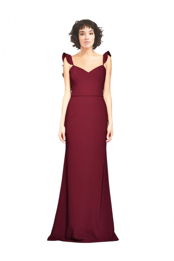 Long Sleeveless Stretch Crepe Burgundy Mermaid Strapless Prom Dress Canada Online