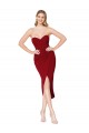Knee Length Sleeveless Stretch Crepe Burgundy Mermaid High Low Prom Dress Canada Online