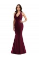 Long Sleeveless Silky Satin Burgundy Mermaid Plus Size Formal Prom Dress Canada Online
