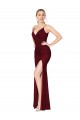 Long Sleeveless Soft Chiffon Burgundy Mermaid V-Back Prom Dress Canada Online