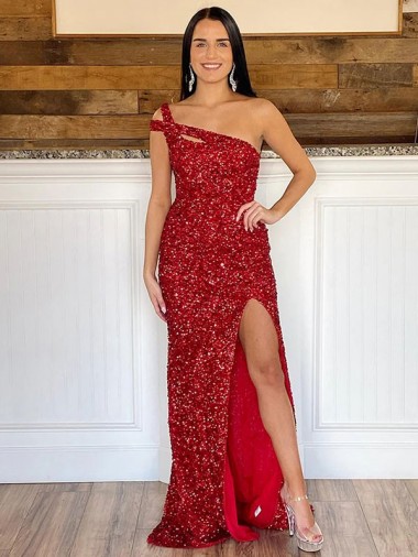 Sweep Train Sleeveless Velvet Sequin Burgundy Sheath Prom Dress Canada Online