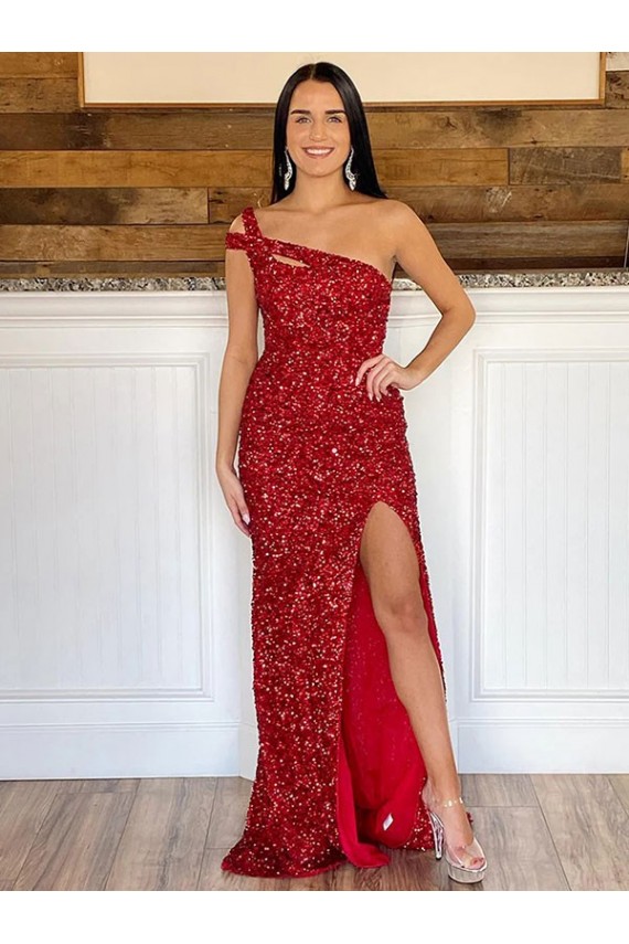 Sweep Train Sleeveless Velvet Sequin Burgundy Sheath Prom Dress Canada Online