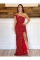 Sweep Train Sleeveless Velvet Sequin Burgundy Sheath Prom Dress Canada Online