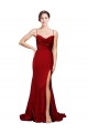 Sweep Train Sleeveless Stretch Satin Burgundy Sheath Black Tie Prom Dress Canada Online