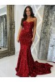 Court Train Sleeveless Velvet Sequin Burgundy Sheath Prom Dress Canada Online