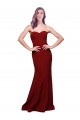 Long Sleeveless Stretch Crepe Burgundy Sheath Prom Dress Canada Online
