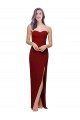 Long Sleeveless Stretch Crepe Burgundy Sheath Low Back Prom Dress Canada Online
