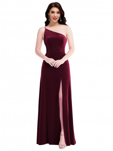 Long Sleeveless Stretch Velvet Burgundy Trumpet Black Tie Prom Dress Canada Online