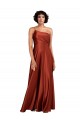 Long Sleeveless Silky Satin Burnt Orange A-Line Black Tie Prom Dress Canada Online