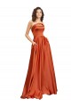 Sweep Train Sleeveless Silky Satin Burnt Orange A-Line Prom Dress Canada Online