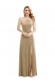 Long Sleeveless Stretch Velvet Champagne A-Line Open Back Prom Dress Canada Online