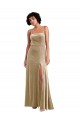 Long Sleeveless Stretch Velvet Champagne A-Line Low Back Prom Dress Canada Online