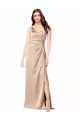 Long Sleeveless Silky Satin Champagne Pink A-Line Prom Dress Canada Online