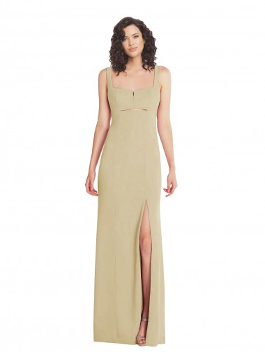 Long Sleeveless Stretch Crepe Champagne Trumpet Prom Dress Canada Online