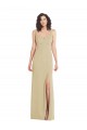 Long Sleeveless Stretch Crepe Champagne Trumpet Prom Dress Canada Online