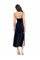 Midi Length Sleeveless Stretch Velvet Dark Navy Column Prom Dress Canada Online