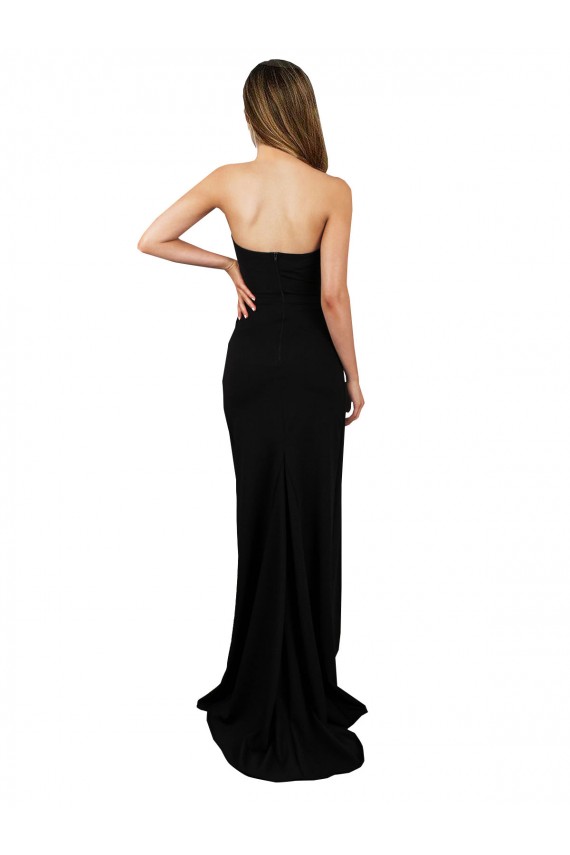 Long Sleeveless Stretch Crepe Black Column Prom Dress Canada Online