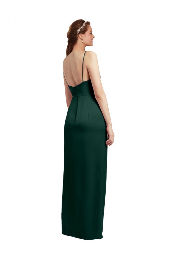 Long Sleeveless Stretch Satin Hunter Column Prom Dress Canada Online