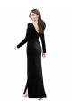 Long Long Sleeves Stretch Velvet Black Column Prom Dress Canada Online