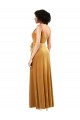 Long Sleeveless Stretch Velvet Gold Column Black Tie Prom Dress Canada Online